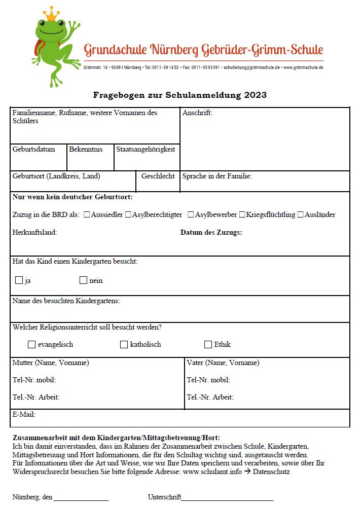 schulanmeldung 2023